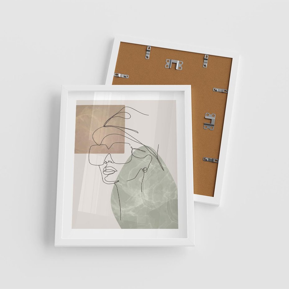 Plakat w ramie 40x50 - Geometria i Szkic - nowoczesny obraz, grafika - rama biała