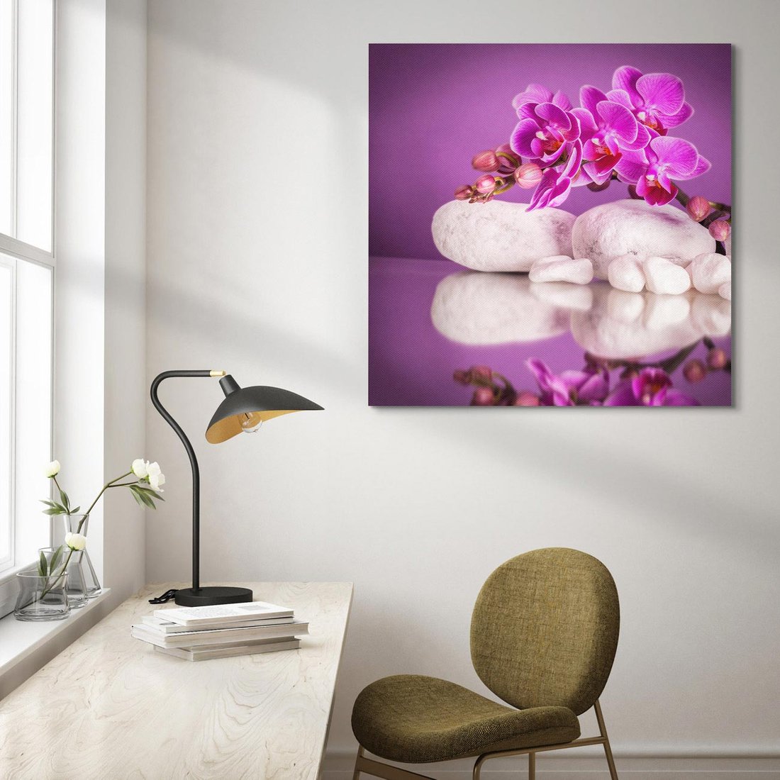 Obraz na płótnie 60x60 - Kwiatowy Relaks - orchidea, kwiat