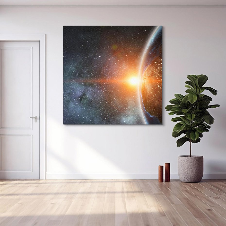 Obraz na płótnie 30x30 - Fascynująca kosmiczna aura - kosmos, ziemia