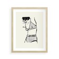 Plakat w ramie 40x50 - Minimalistyczny Urok - szkic, kobieta w bieliźnie - rama drewno