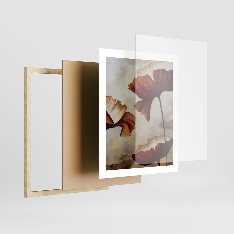 Plakat w ramie 40x50 - Sztuka Kwiatów - kwiaty, sztuka - rama drewno