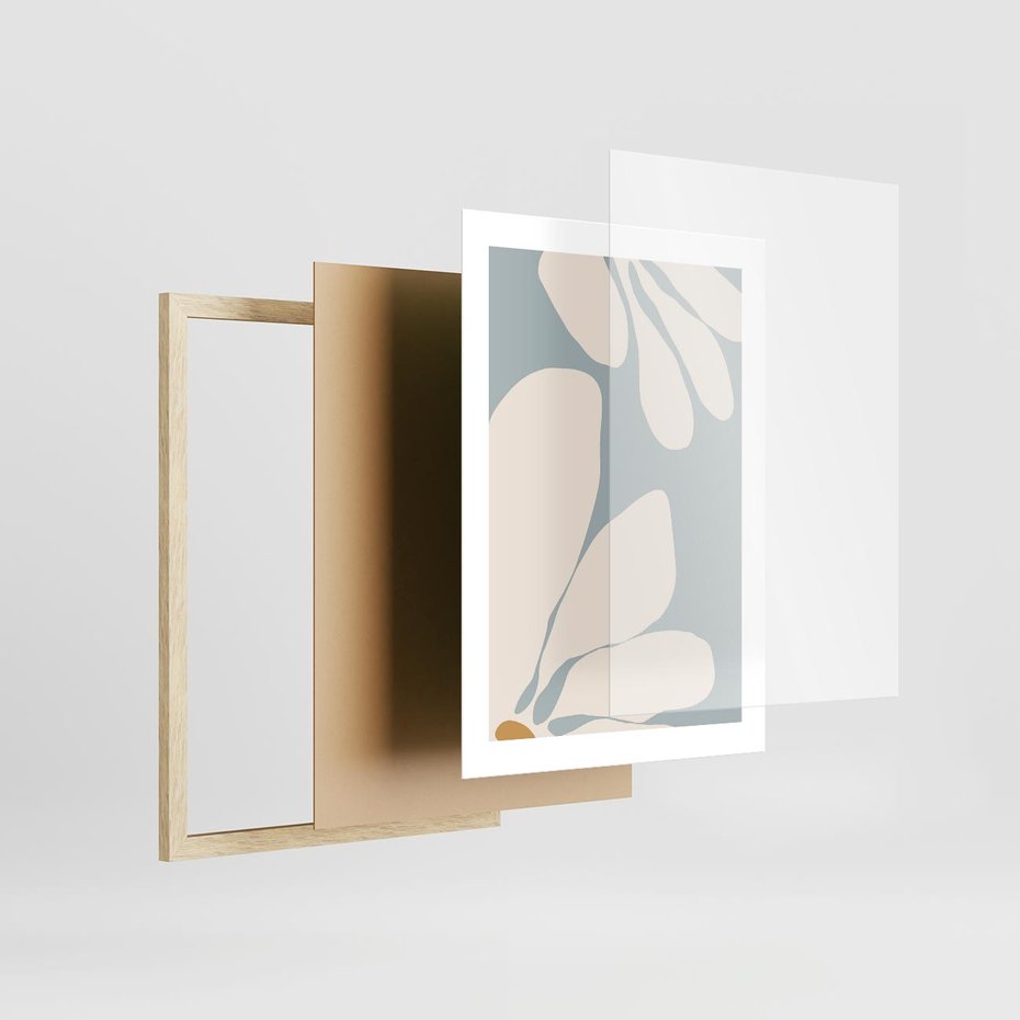 Plakat w ramie 30x40 - Pastelowe Marzenia Kwiatów - kwiaty, nowoczesne i minimalistyczne - rama drewno