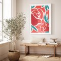 Plakat w ramie 50x70 - Rozkwitające Kształty - nowoczesny plakat, abstrakcyjne róże - rama biała