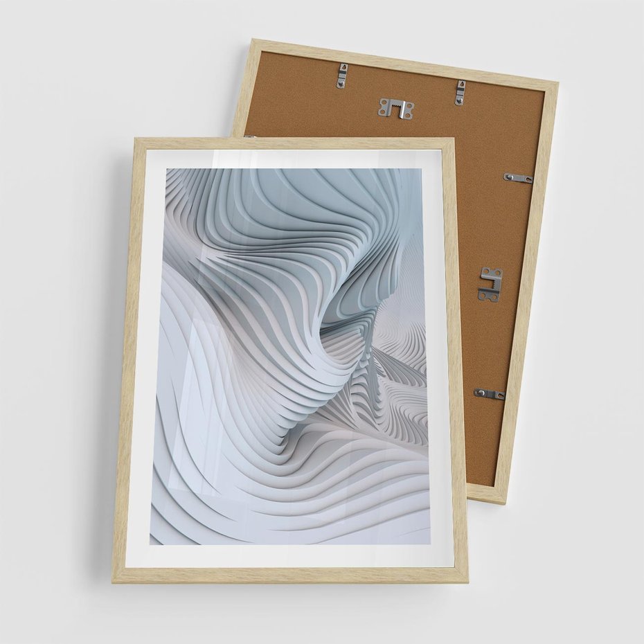 Plakat w ramie 50x70 - Abstrakcyjne Przestrzenie - geometria, 3D - rama drewno