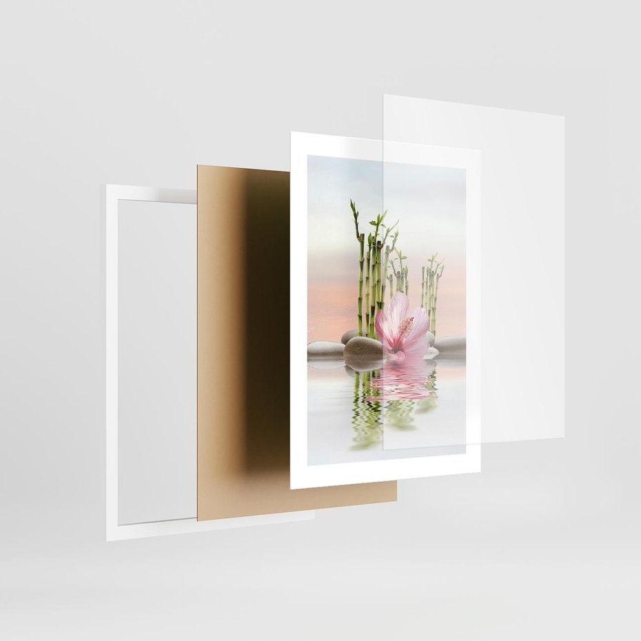 Plakat w ramie 30x40 - Harmonia i relaks - spa, bambus - rama biała