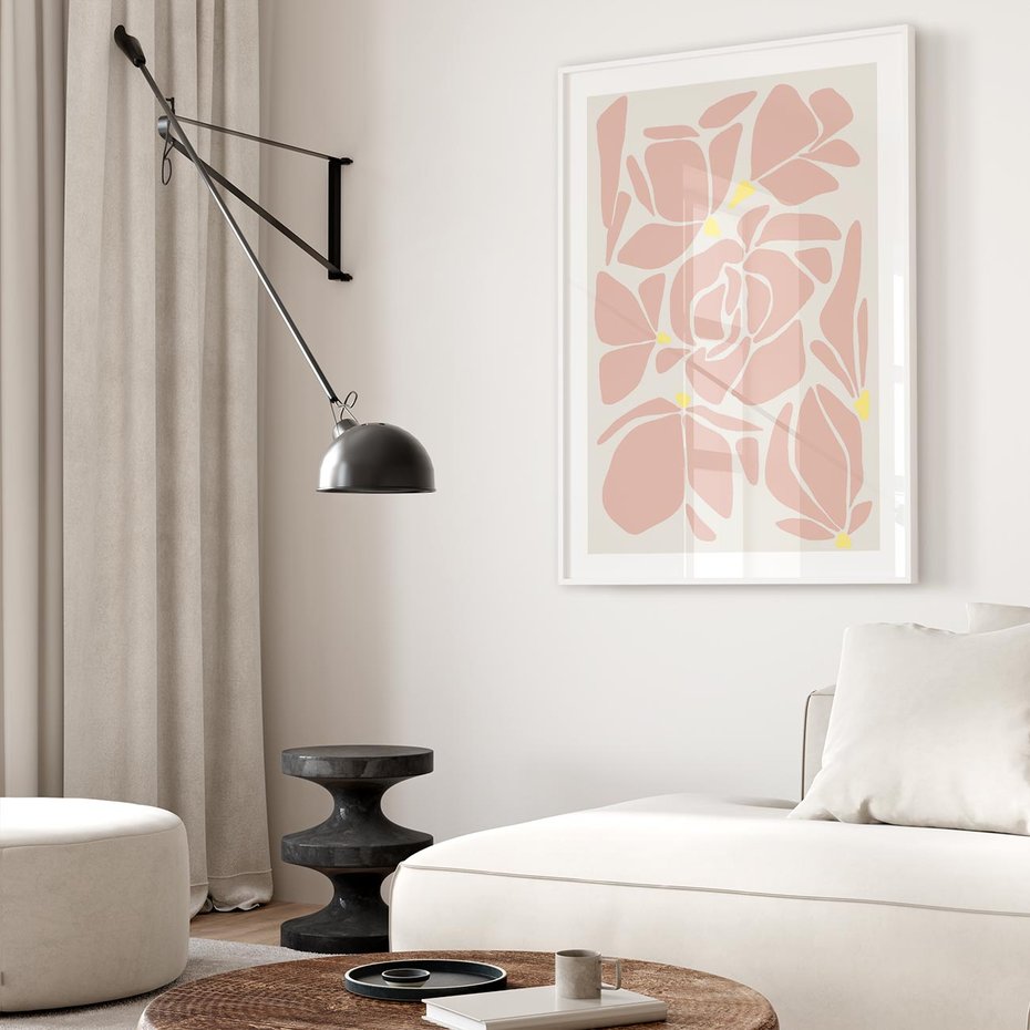 Plakat bez ramy 40x50 - Rozplątane Akwarelowe Formy - abstrakcyjne boho kwiaty, kompozycja