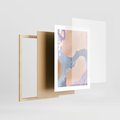 Plakat w ramie 30x40 - Przenikanie Niecodziennych Form - abstrakcyjne akwarelowe plamy, pastele - rama drewno