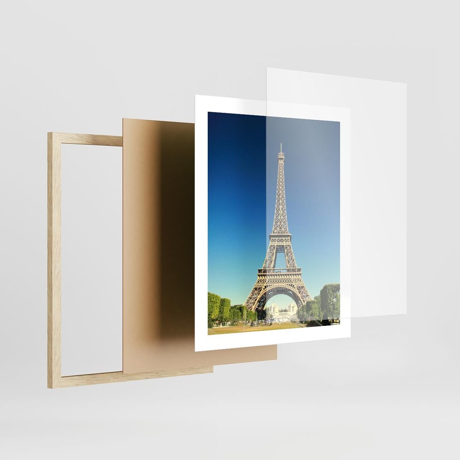 Plakat w ramie 40x50 - Ikoniczny symbol miasta - wieża, Eiffla - rama drewno