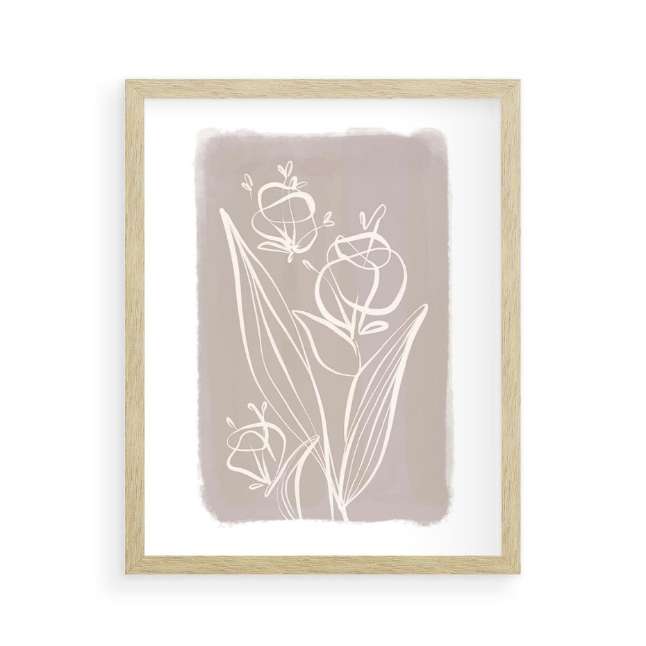 Plakat w ramie 40x50 - Pastelowe Nastroje - nowoczesny subtelny plakat, beżowy - rama drewno