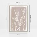 Obraz w ramie 80x120 - Roślinne Przeniknięcia - nowoczesny subtelny plakat, beżowy - rama drewno