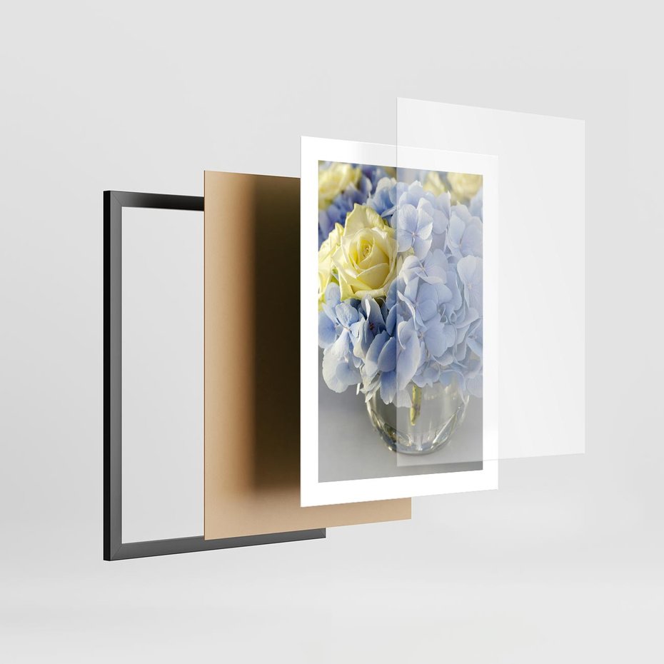 Plakat w ramie 30x40 - Różany Bukiet - bukiet, kwiaty - rama czarna