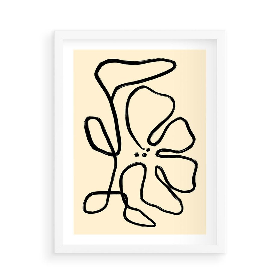 Plakat w ramie 50x70 - Zaklęte Aberracje - abstrakcyjna sztuka, przypominająca kwiat - rama biała