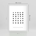 Plakat w ramie 50x70 - Boho Sztuka Wolości - minimalistyczny plakat, czarne kropki na białymtle - rama biała