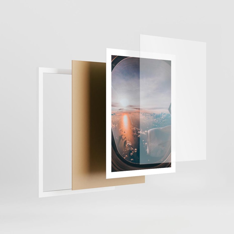 Plakat w ramie 50x70 - Widok z Góry - fotografia, zdjecie z okna samolotu - rama biała
