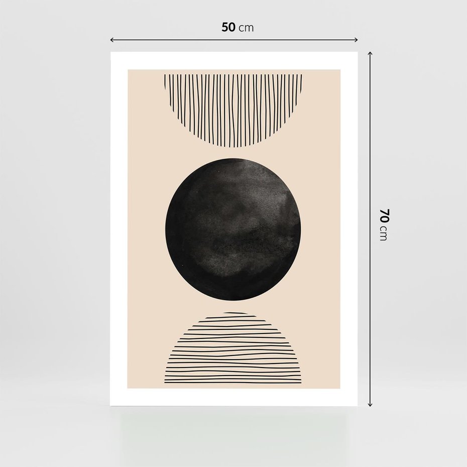 Plakat bez ramy 50x70 - Minimalizm w Kształtach - geometryczny graficzny obraz, czarne koło