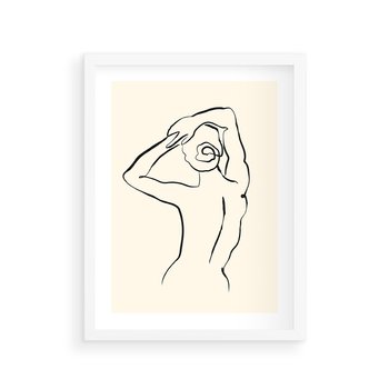 Plakat w ramie 50x70 - Tajemniczy Rytm - kobieta, posąg - rama biała