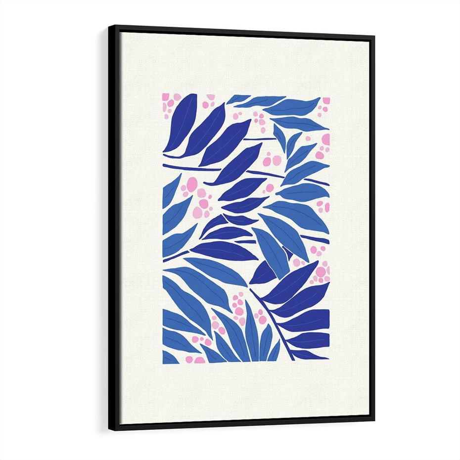 Obraz w ramie 50x70 - Kolorowy Wir - liściasta kompozycja, nowoczesny plakat - rama czarna