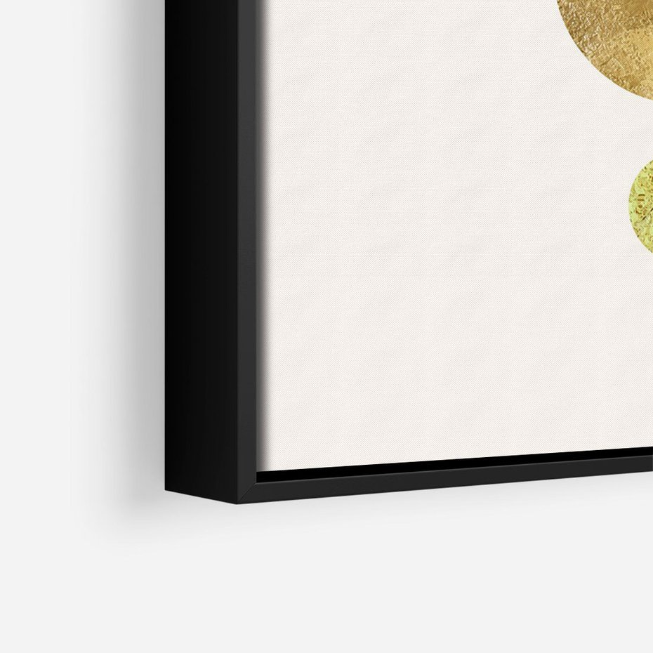 Obraz w ramie 50x70 - Harmonijne Odbicia - geometryczne złote kształty, tekstura - rama czarna