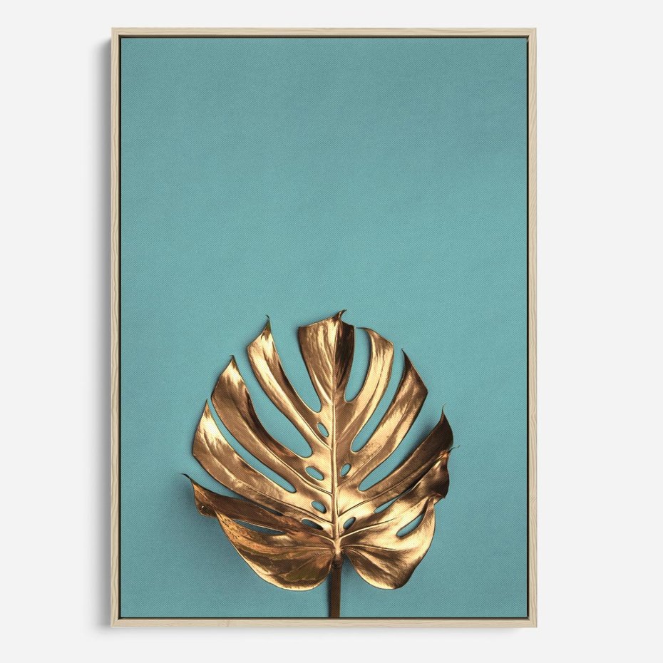 Obraz w ramie 70x100 - Piękno Natury - złote, liście - rama drewno