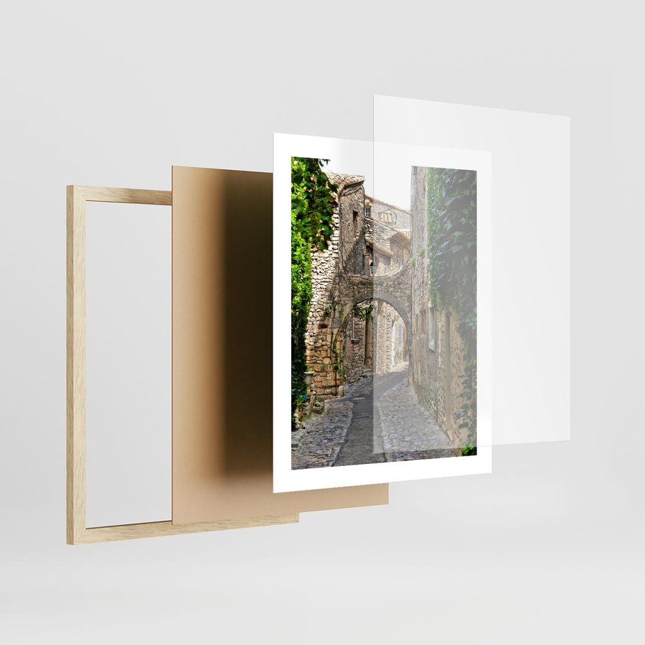 Plakat w ramie 40x50 - Urokliwa perspektywa uliczki - uliczka, perspektywa - rama drewno