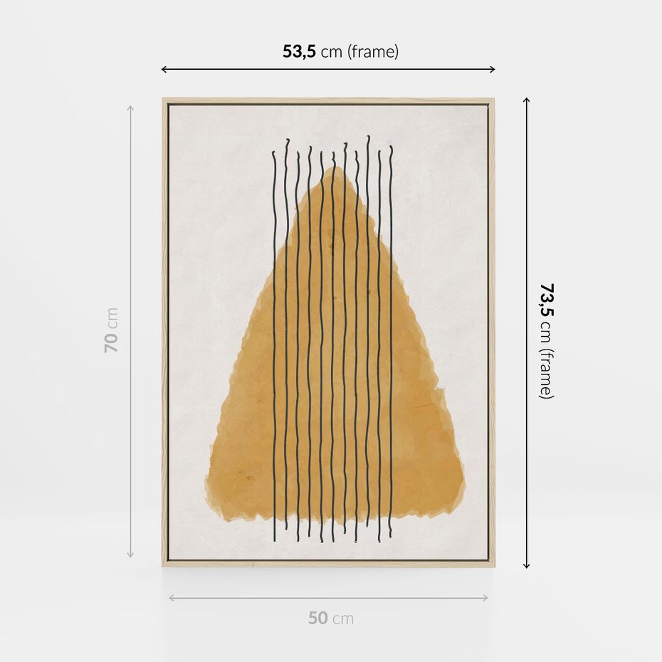 Obraz w ramie 50x70 - Migocące Impulsy - abstrakcyjna akwarelowa plama, nieregularne kreski - rama drewno