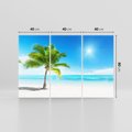 Obraz na płótnie 120x80 - Wakacyjne uniesienie: plaża i palma - plaża, morze