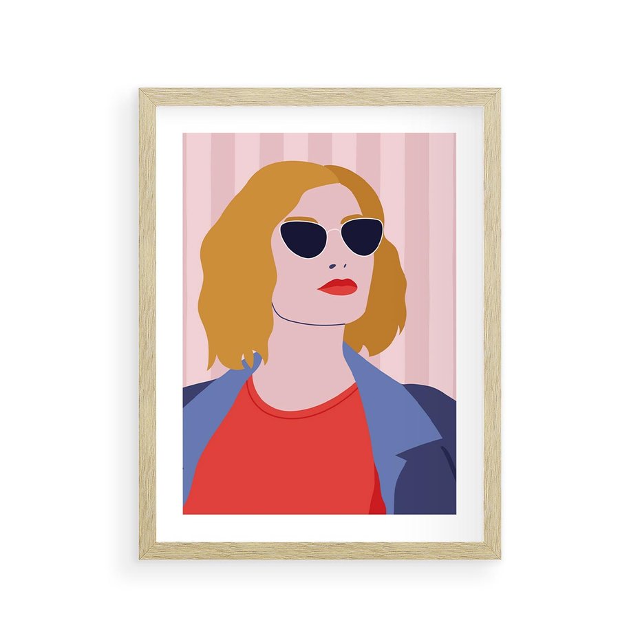 Plakat w ramie 30x40 - Kobieca Ekspresja - nowoczesny plakat, styl retro - rama drewno