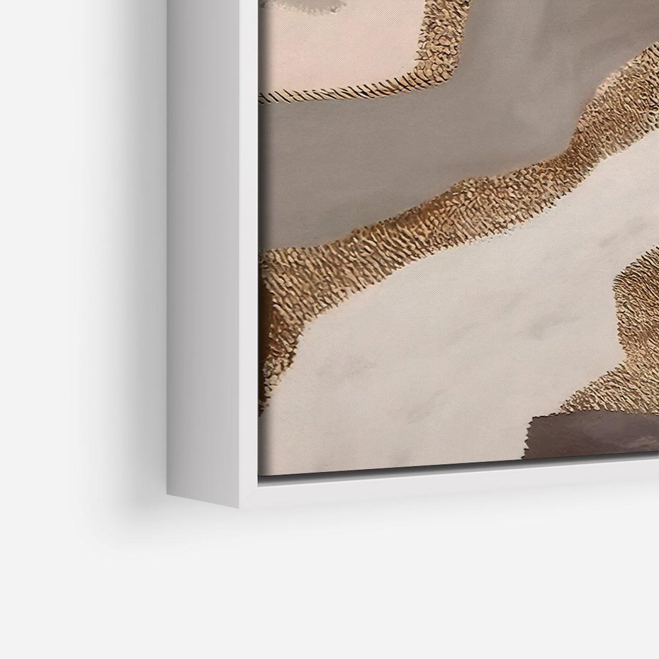 Obraz w ramie 80x80 - Płynne Fale - abstrakcja, neutralne kolory - rama biała