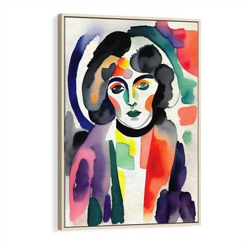 Obraz w ramie 50x70 - Subtelne Akwarelowe Ulotności - abstrakcyjny akwarelowy portret kobiety, rozmyte farby - rama drewno