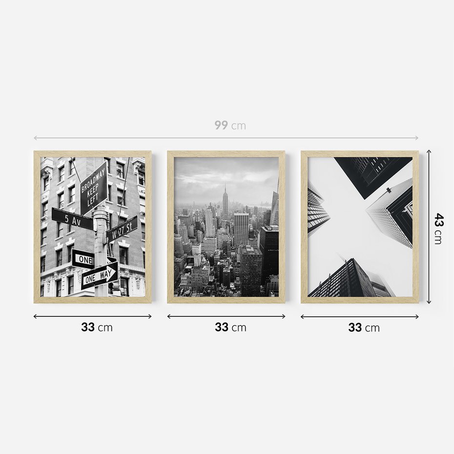 Zestaw obrazy w ramie 30x40 galeria - Nowy, Jork, miasto, nowoczesny - rama drewno