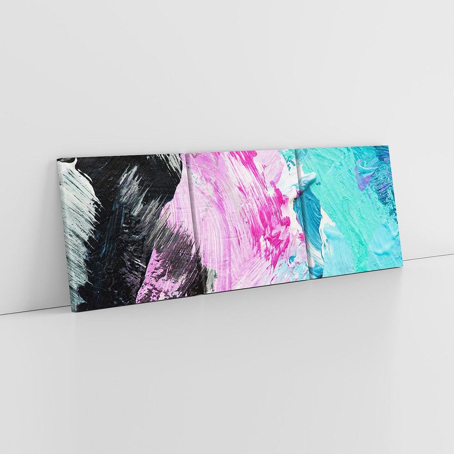 Obraz na płótnie 90x30 - Kolorowy rój wyobraźni - rozlane kolorowe farby olejne, abstrakcja