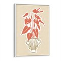 Obraz w ramie 80x120 - Harmonijne Echa - abstrakcyjne kwiaty liście, elegancka kompozycja - rama biała