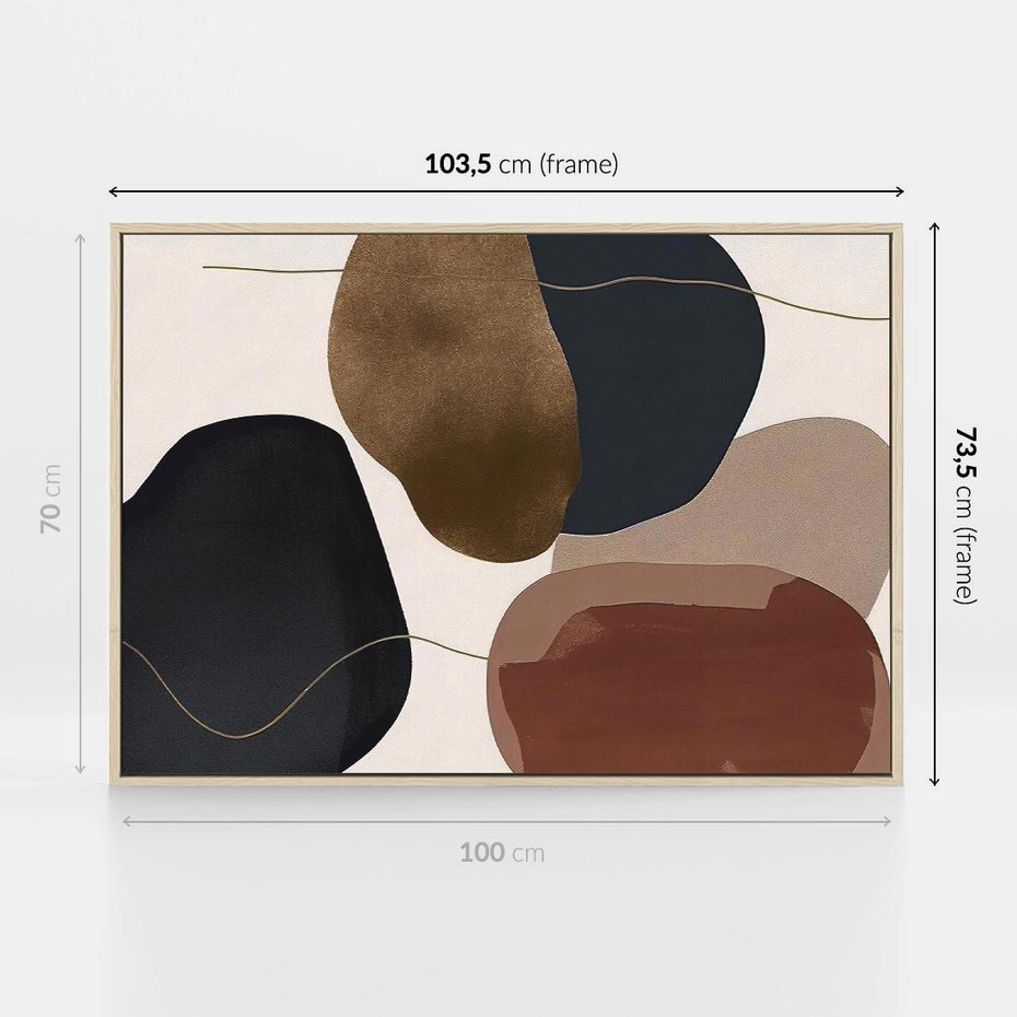 Obraz w ramie 100x70 - Wibracje uczuć i emocji - nieregularne plamy, czarny - rama drewno