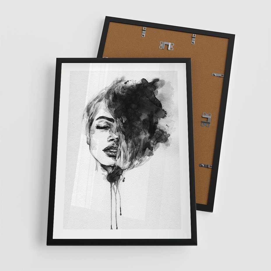 Plakat w ramie 50x70 - Kobieta w akwareli - kobieta, akwarela - rama czarna