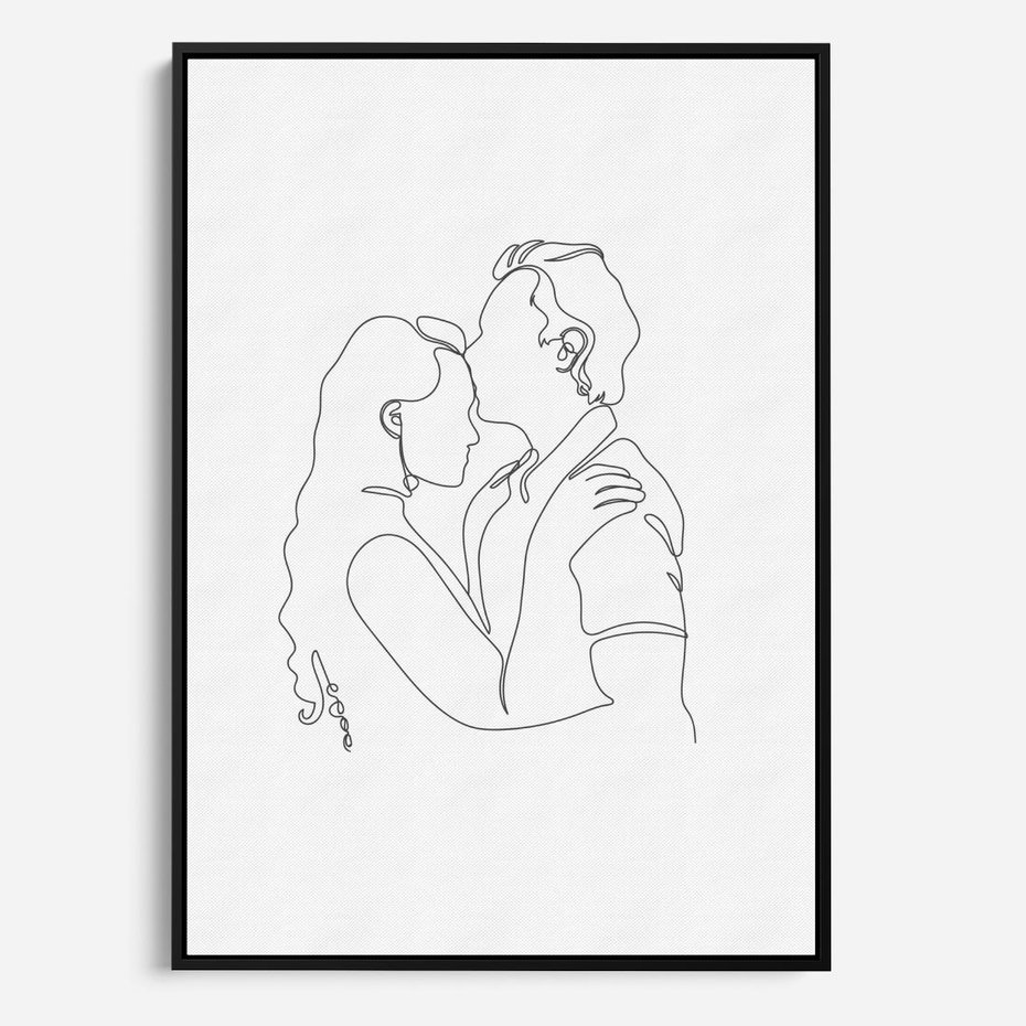 Obraz w ramie 50x70 - Wewnętrzne Emocje - para zakochanych, kobieta i mężczyzna - rama czarna