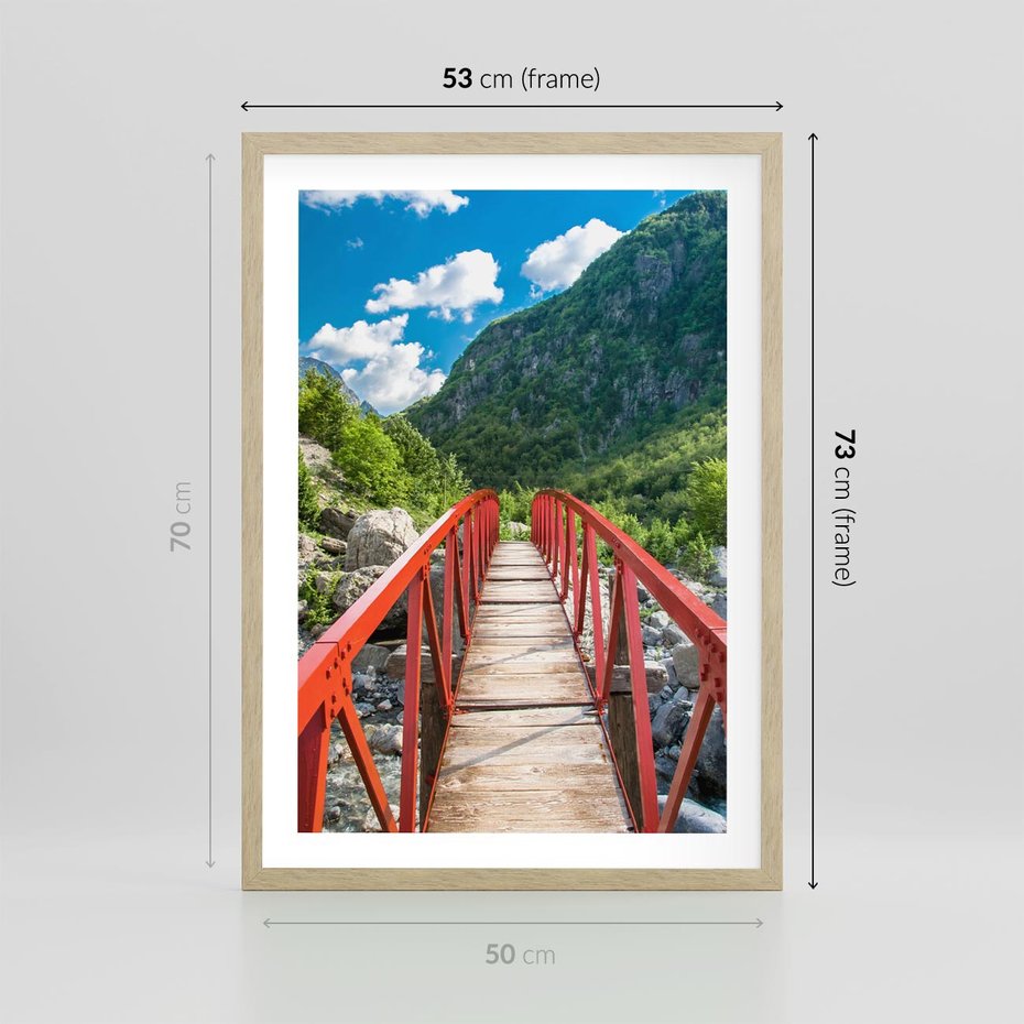 Plakat w ramie 50x70 - Most do przygody - góry, most - rama drewno