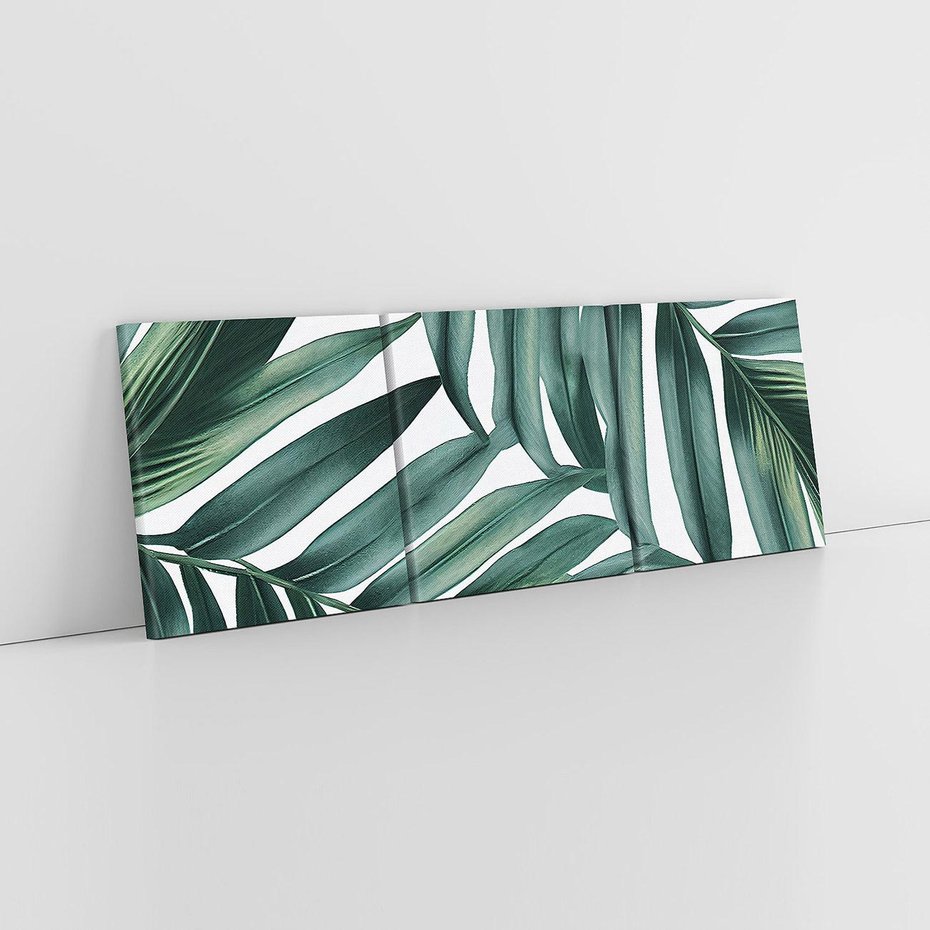 Obraz na płótnie 150x50 - Ruchome liście czasu - liście palmy, tropikalne