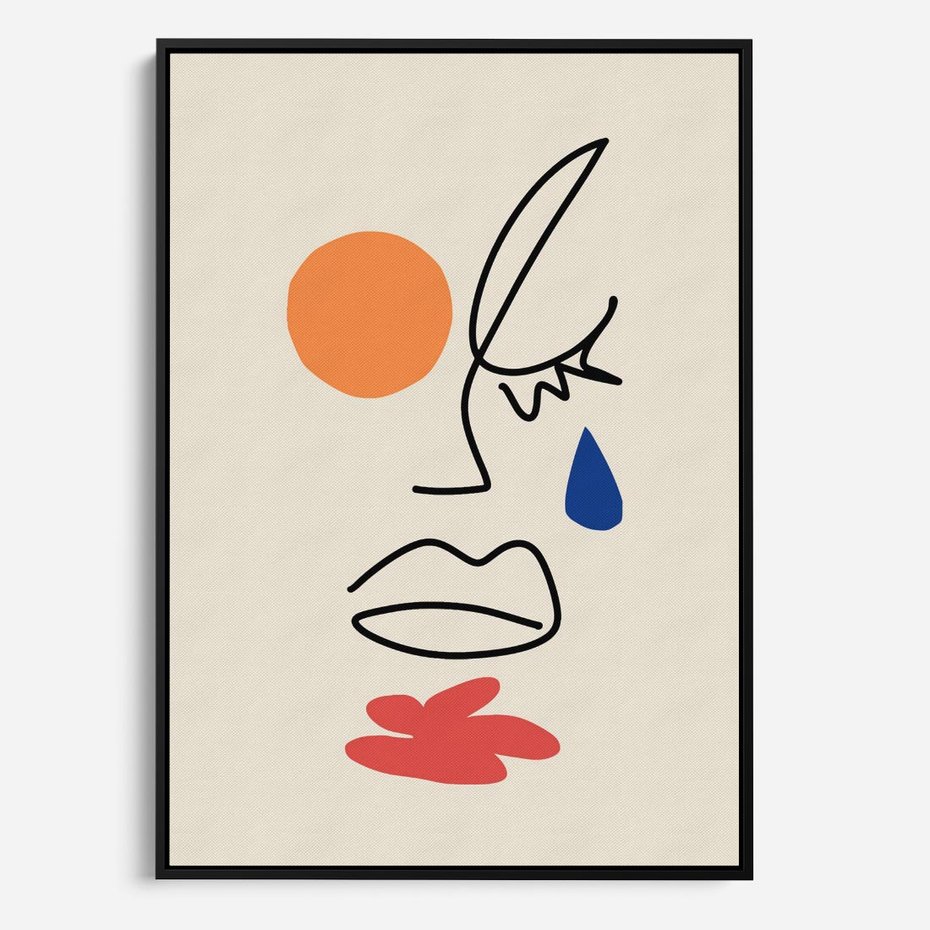 Obraz w ramie 70x100 - Impresje Plam - abstrakcyjny obraz, przypomina twarz - rama czarna