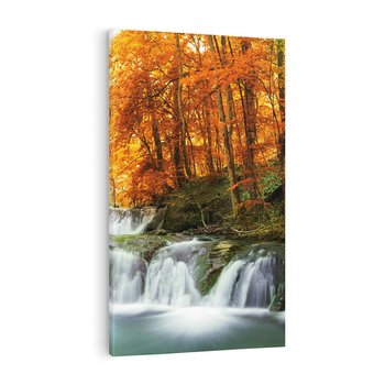 Obraz na płótnie 80x120 - Jesienny wodospad w lesie - jesień, wodospad