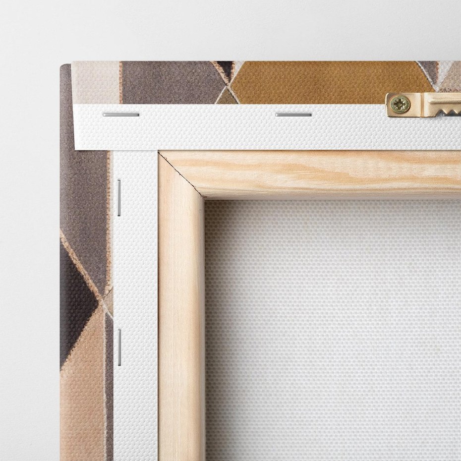 Obraz na płótnie 50x70 - Odblaski niespełnionych marzeń - kompozycja z trójkątów, mix kolorów ziemi