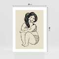 Plakat bez ramy 30x40 - Migotliwe Refleksje - nowoczesny minimalistyczny rysunek, dziewczyna w bieliźnie