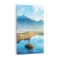 Obraz na płótnie 50x70 - Zamek pośrodku jeziora - jezioro, góry