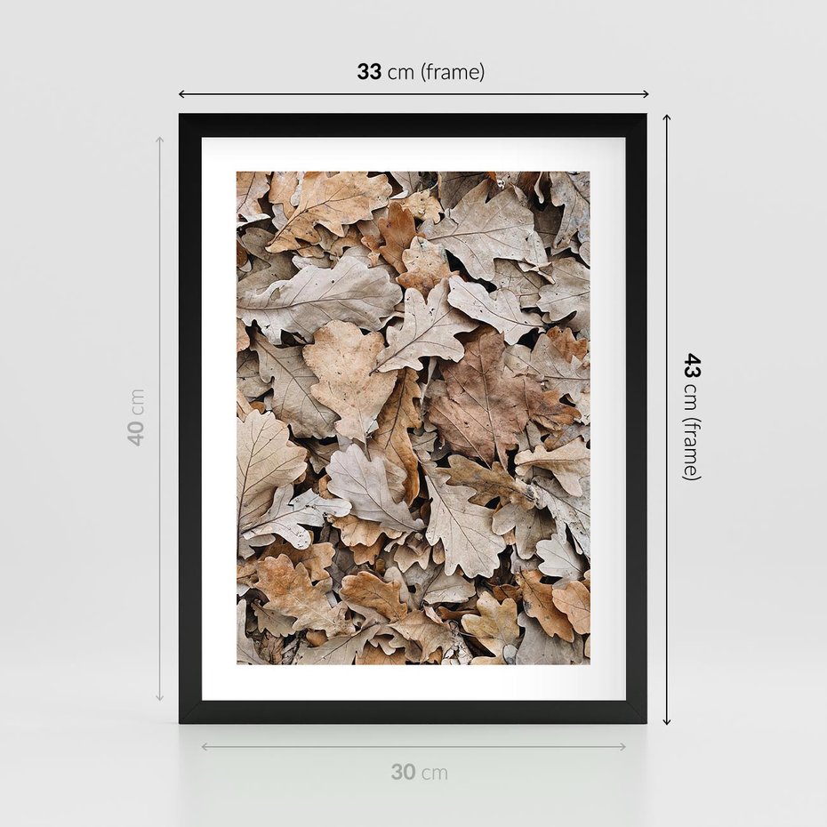 Plakat w ramie 30x40 - Nostalgiczny Pejzaż - suche liście, jesień - rama czarna