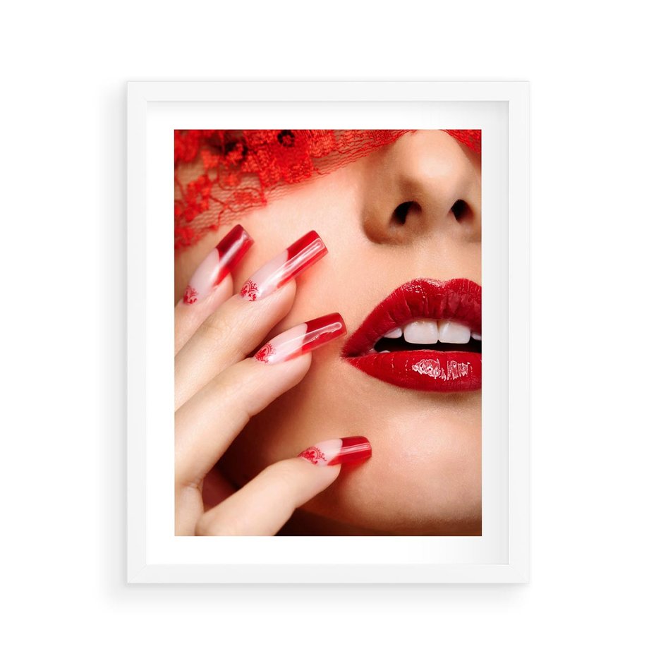 Plakat w ramie 40x50 - Piękno manicure: kolory i elegancja - paznokcie, manicure - rama biała