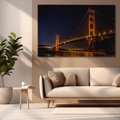 Obraz na płótnie 70x50 - Golden Gate nocą - USA - Golden Gate, noc
