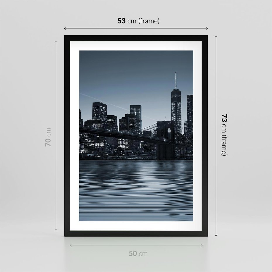 Plakat w ramie 50x70 - Nocne pejzaże miasta - miasto, nocą - rama czarna