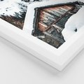 Plakat w ramie 40x50 - Domek w Górach w Białym Odcieniu - zima, domek w górach - rama biała