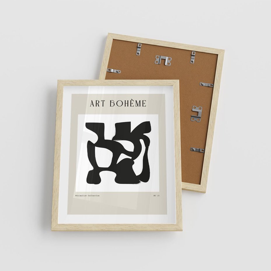 Plakat w ramie 40x50 - Boho Szepty - boho plakat, minimalizm - rama drewno