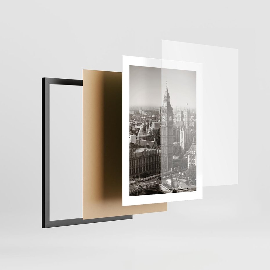Plakat w ramie 30x40 - Magiczna esencja Londynu: Big Ben i miasto - Big Ben, Londyn - rama czarna