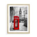 Plakat w ramie 50x70 - Budka telefoniczna w Londynie - budka, Londyn - rama drewno